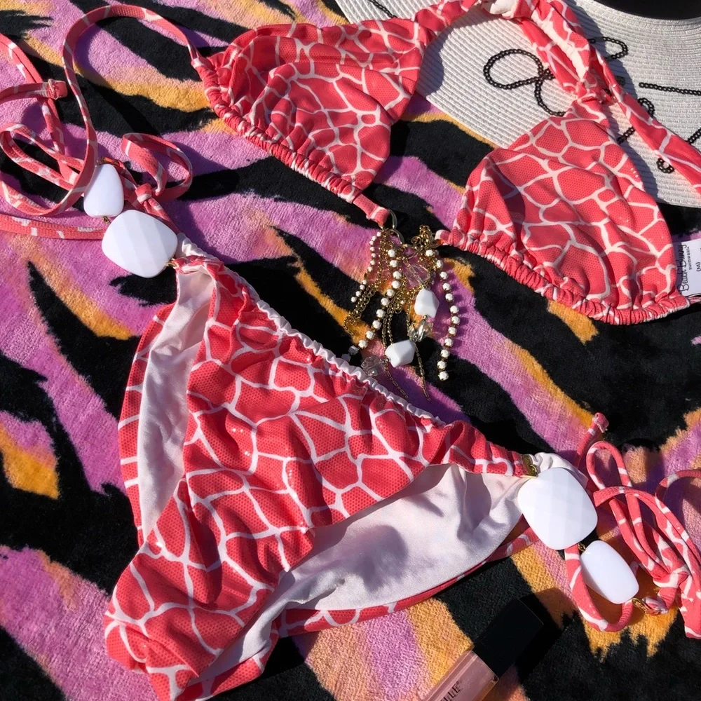 NWT beach bunny bikini Glitter in the Air or Giraffe, M set - Picture 3 of 16